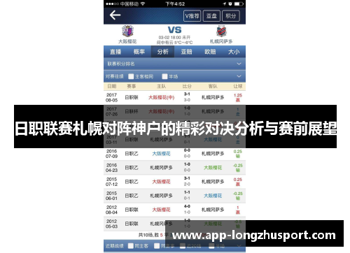 日职联赛札幌对阵神户的精彩对决分析与赛前展望